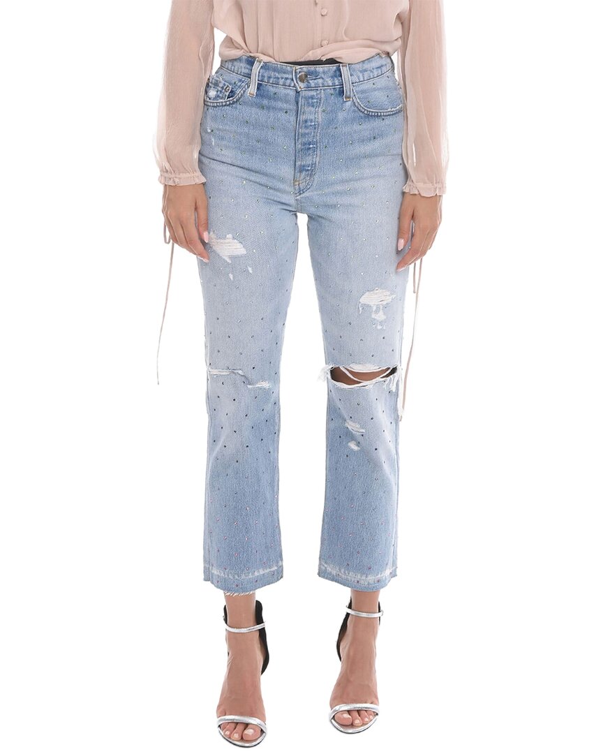 Shop Amiri Cropped Fit Distressed Jean In Blue