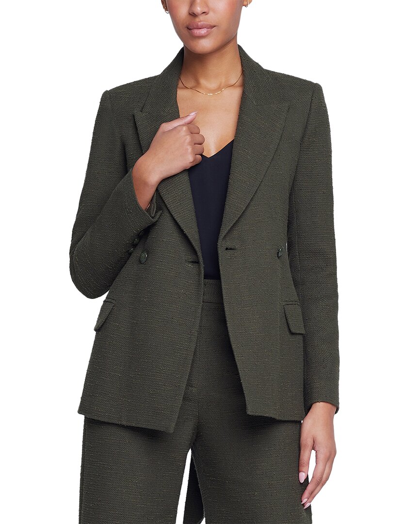 L Agence L'agence Jordana Wrap Belted Blazer In Green