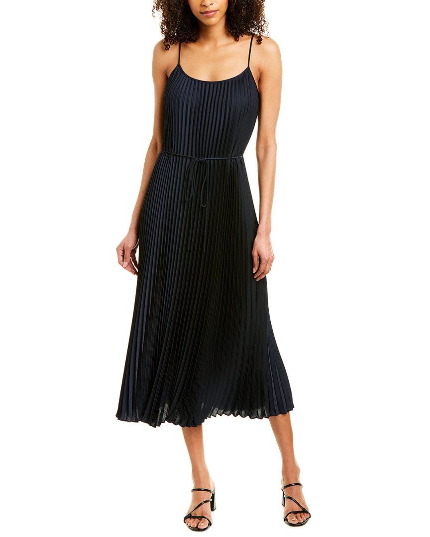 Vince Pleated Midi Dress Women's Blue L | eBay