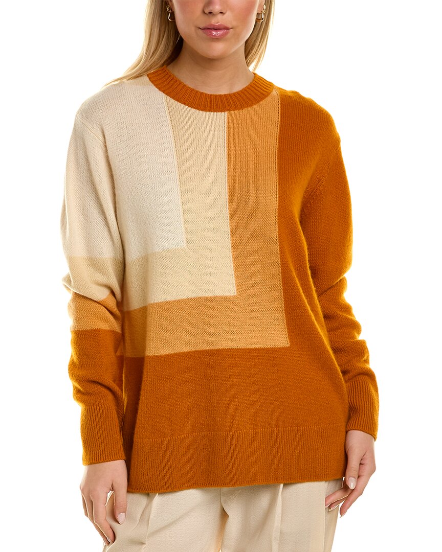 St John St. John Intarsia Cashmere Sweater In Orange