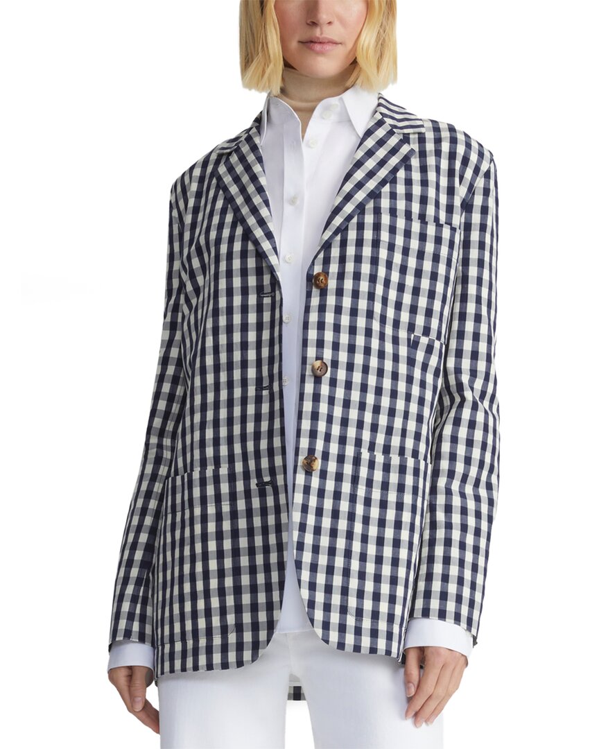 LAFAYETTE 148 LAFAYETTE 148 NEW YORK PATCH POCKET SINGLE BREASTED LINEN-BLEND BLAZER