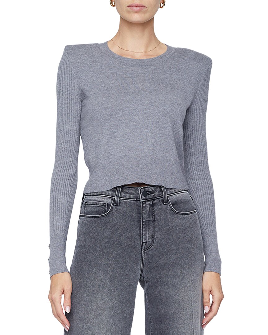 Shop L Agence L'agence Sky Button Detail Crop Crew Top