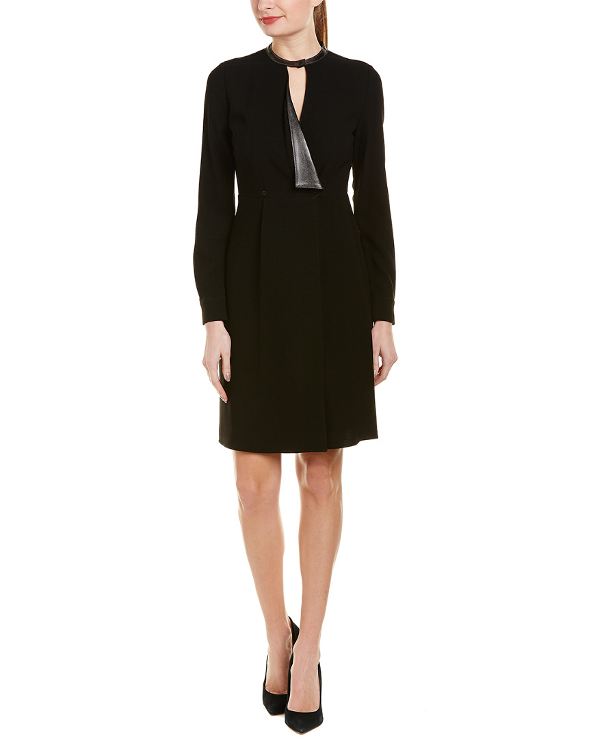 Image of Elie Tahari Avrielle Leather-Trim Shift Dress