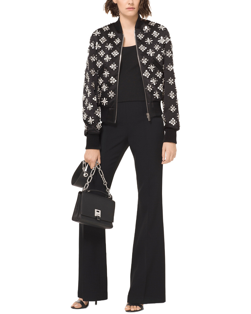 Image of Michael Kors Collection Duchesse Crystal Wool & Silk-Blend Bomber Jacket