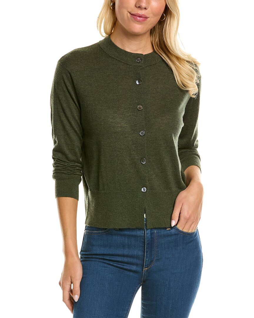 Autumn Cashmere Cropped Mock Neck Cashmere Cardigan In Green