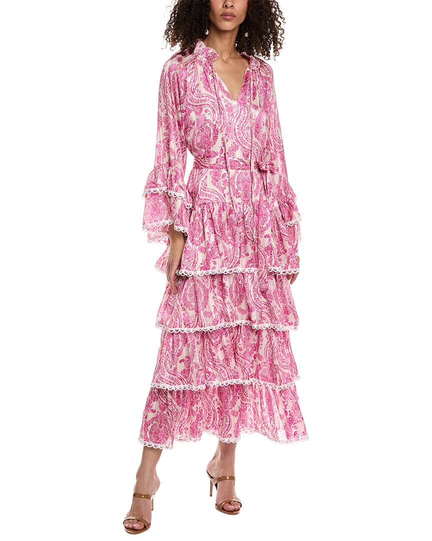 Shop Beulah Tiered Maxi Dress In Pink