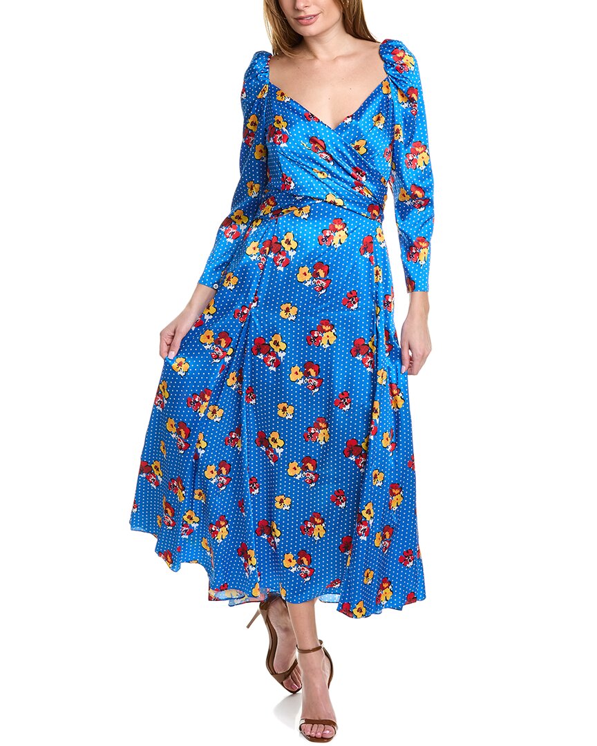 Shop Carolina Herrera Criss Cross Maxi Dress In Blue
