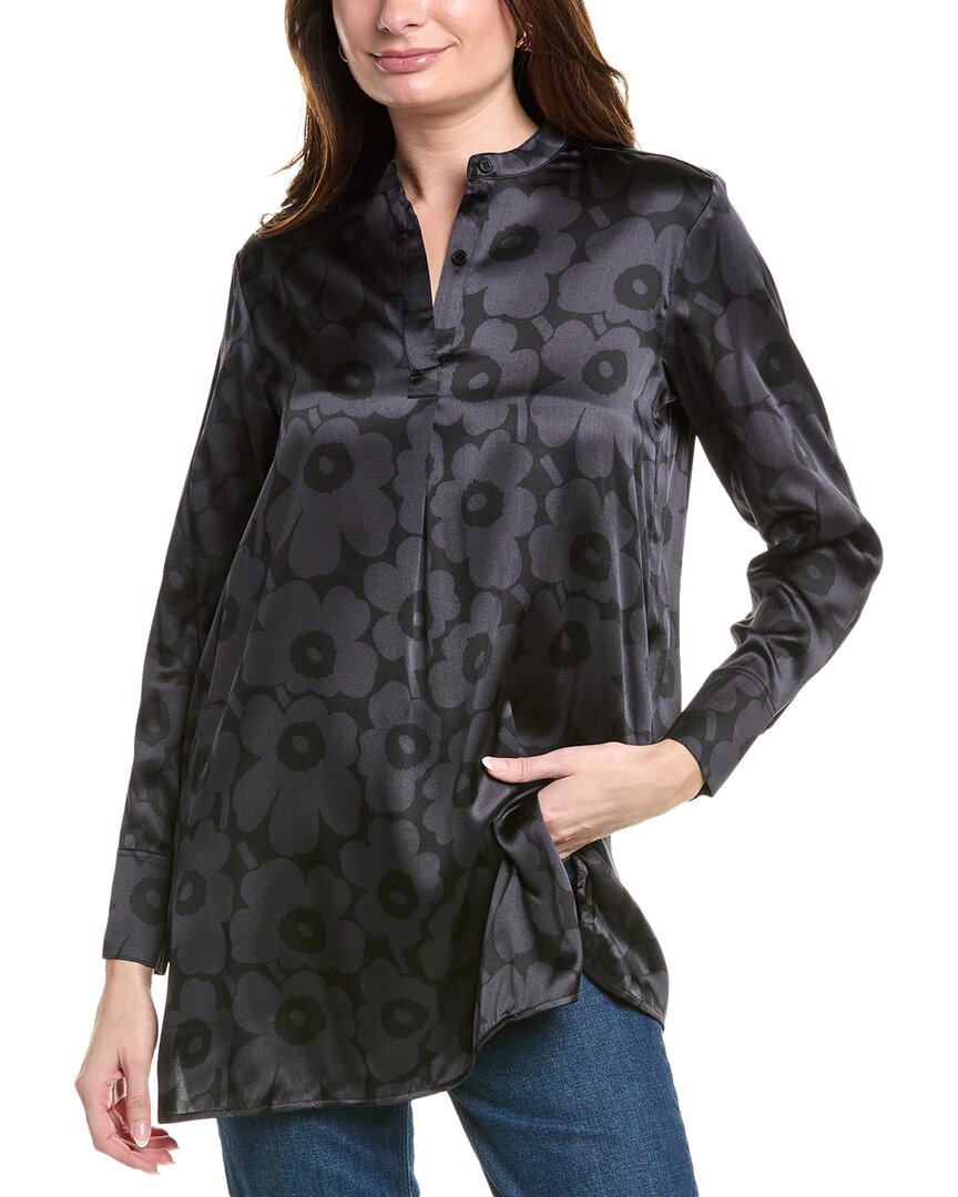 Marimekko Tiina Silk-blend Blouse In Black