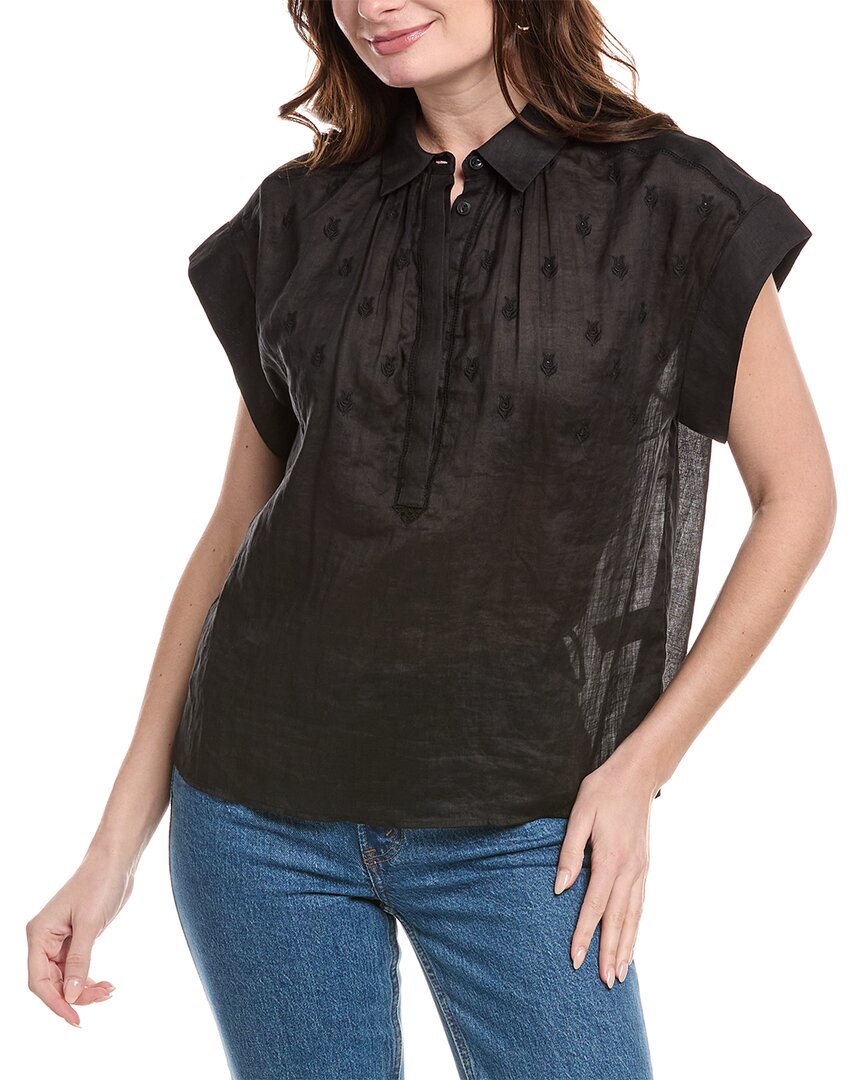 Rag & Bone Robin Embroidered Top In Black