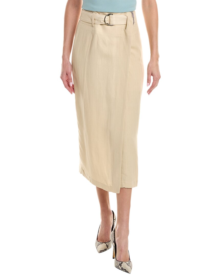 Brunello Cucinelli Linen-blend Skirt In Beige