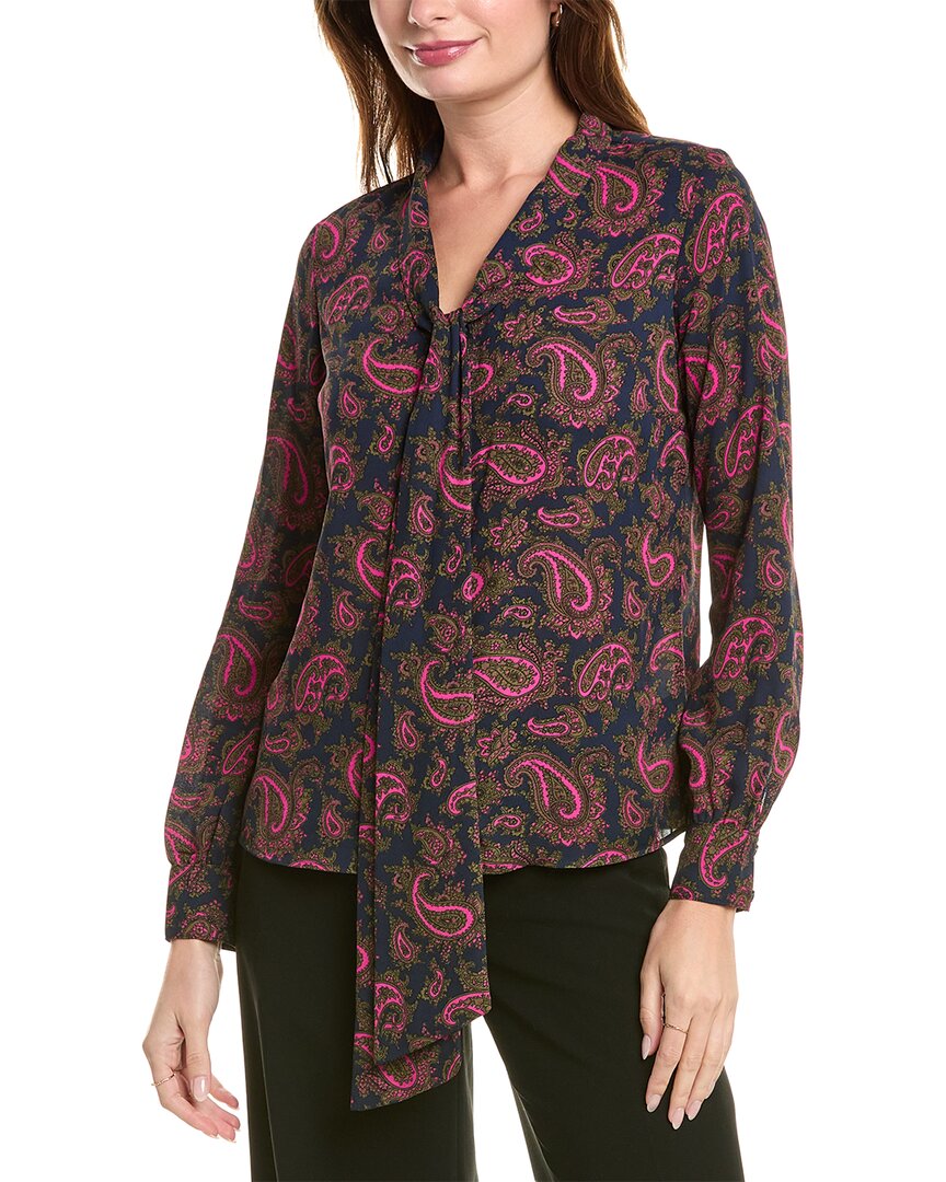 Brooks Brothers Printed Blouse In Navy
