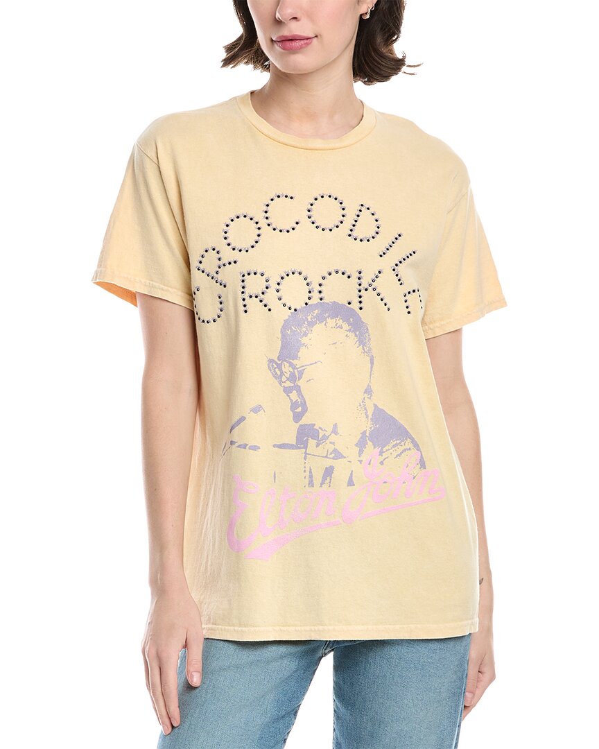 Dirty Cotton Scoundrels Elton John Crocodile Rock T-shirt In Yellow
