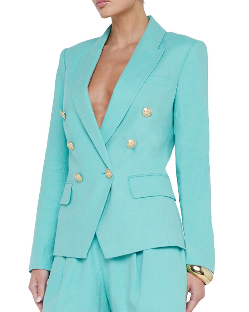 L Agence L'agence Kenzie Linen-blend Blazer In Blue