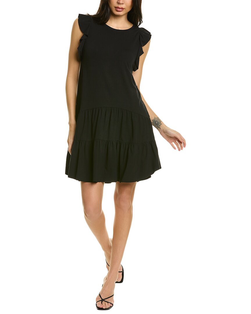 Lilla P Tiered Peplum Tank Dress In Black