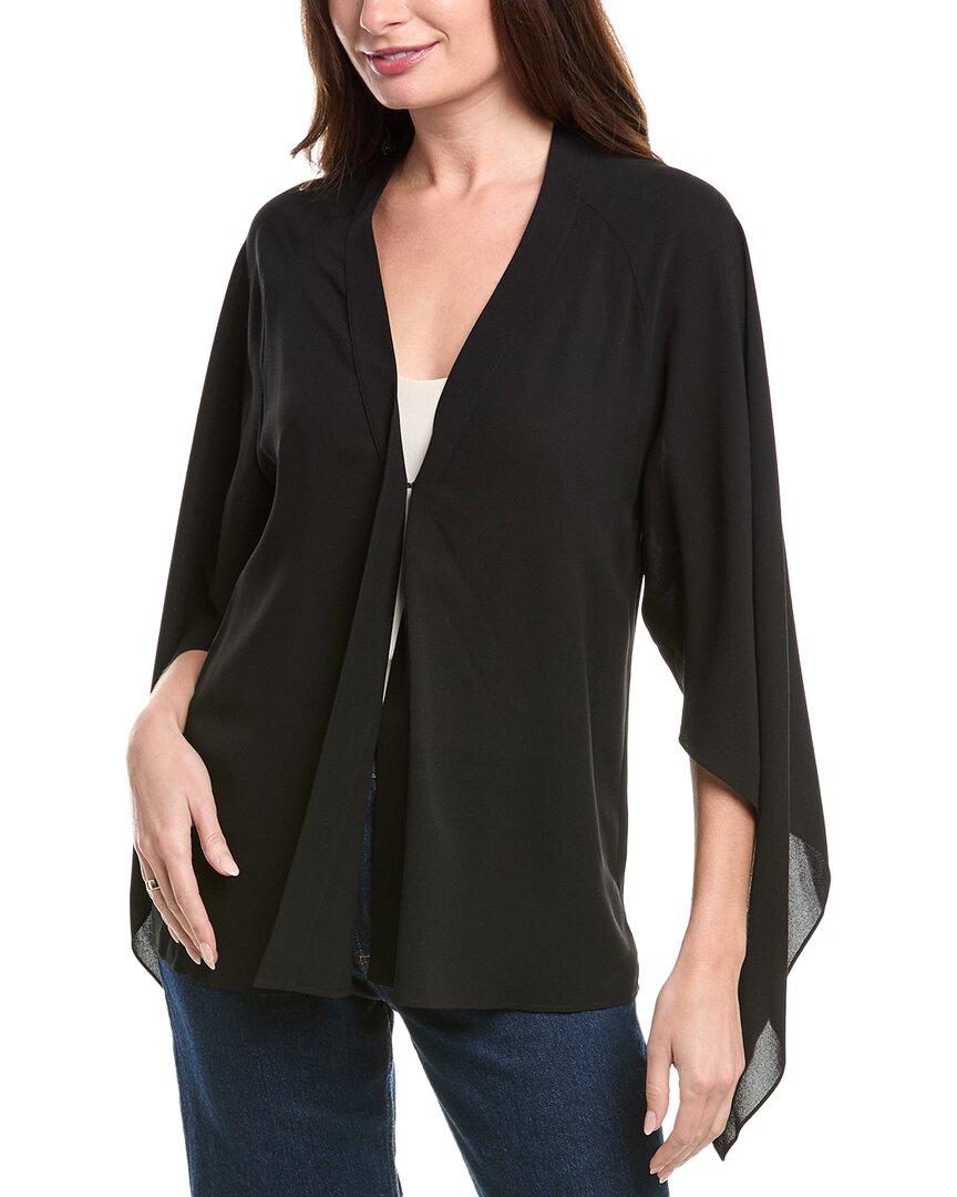 Michael Kors Collection Silk Flare Wrap Top In Black