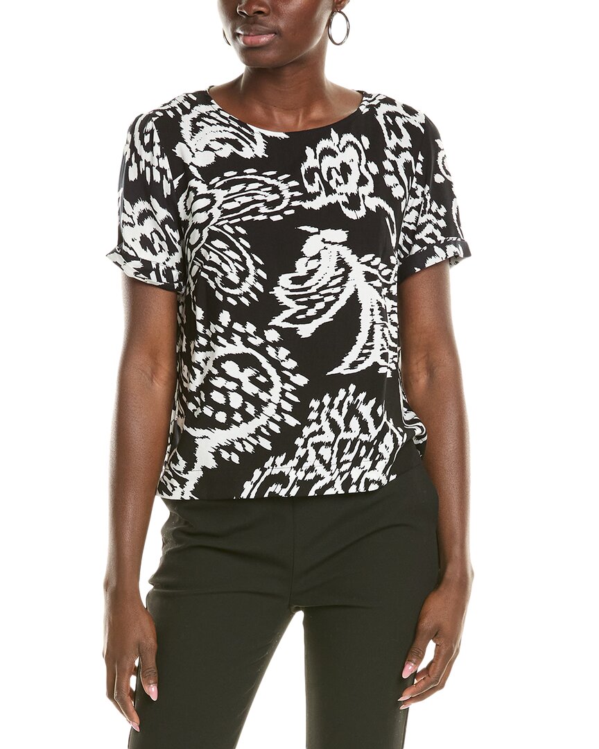 Vince Camuto Women's Paisley-print Crewneck Top In Black