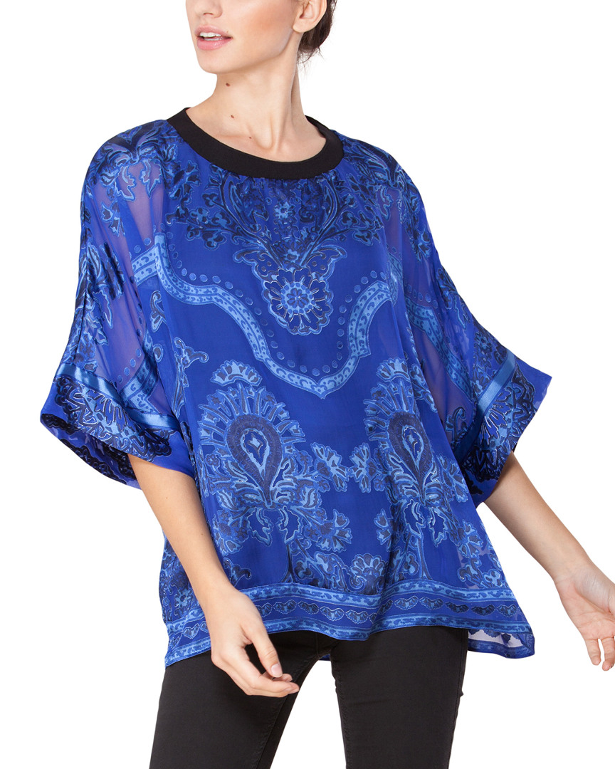 Image of Hale Bob Rib Trim Silk-Blend Top