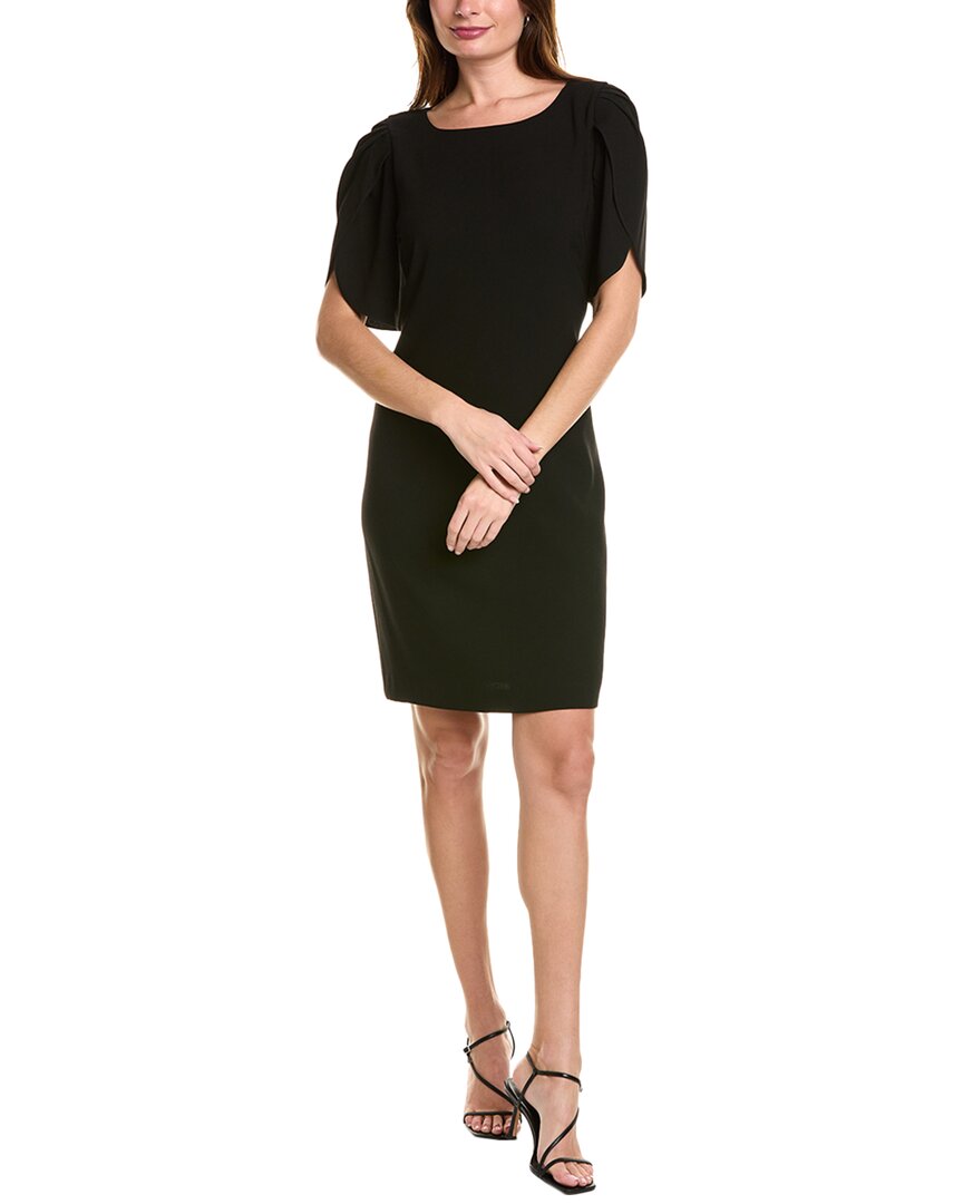 Shop Elie Tahari Tulip Sleeve Shift Dress In Black