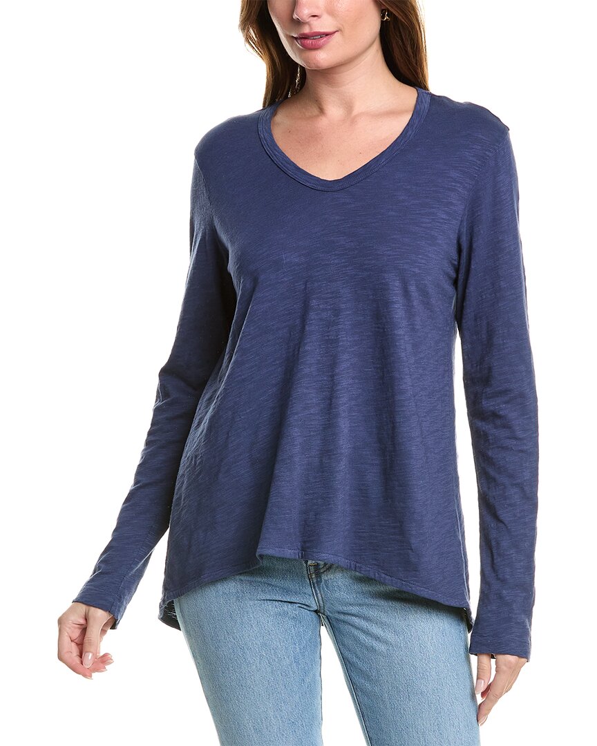 Wilt Sexy Deep V Double Slant Hem Tunic In Blue