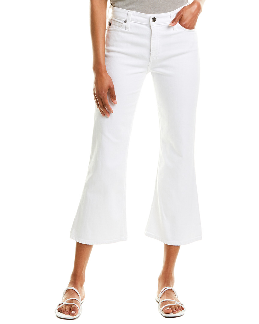 Image of AG Jeans The Quinne White High-Rise Cropped Kick Flare