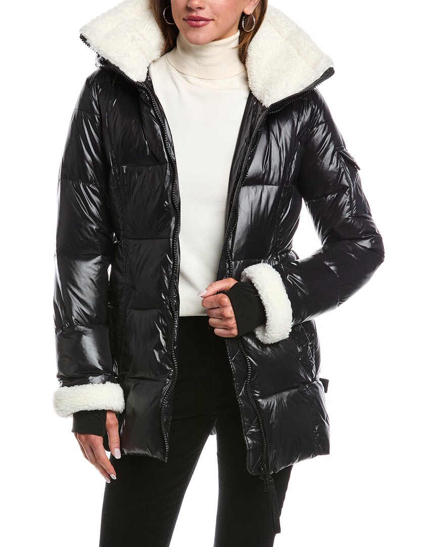 S13 Bowery Gloss Belted Coat In Black
