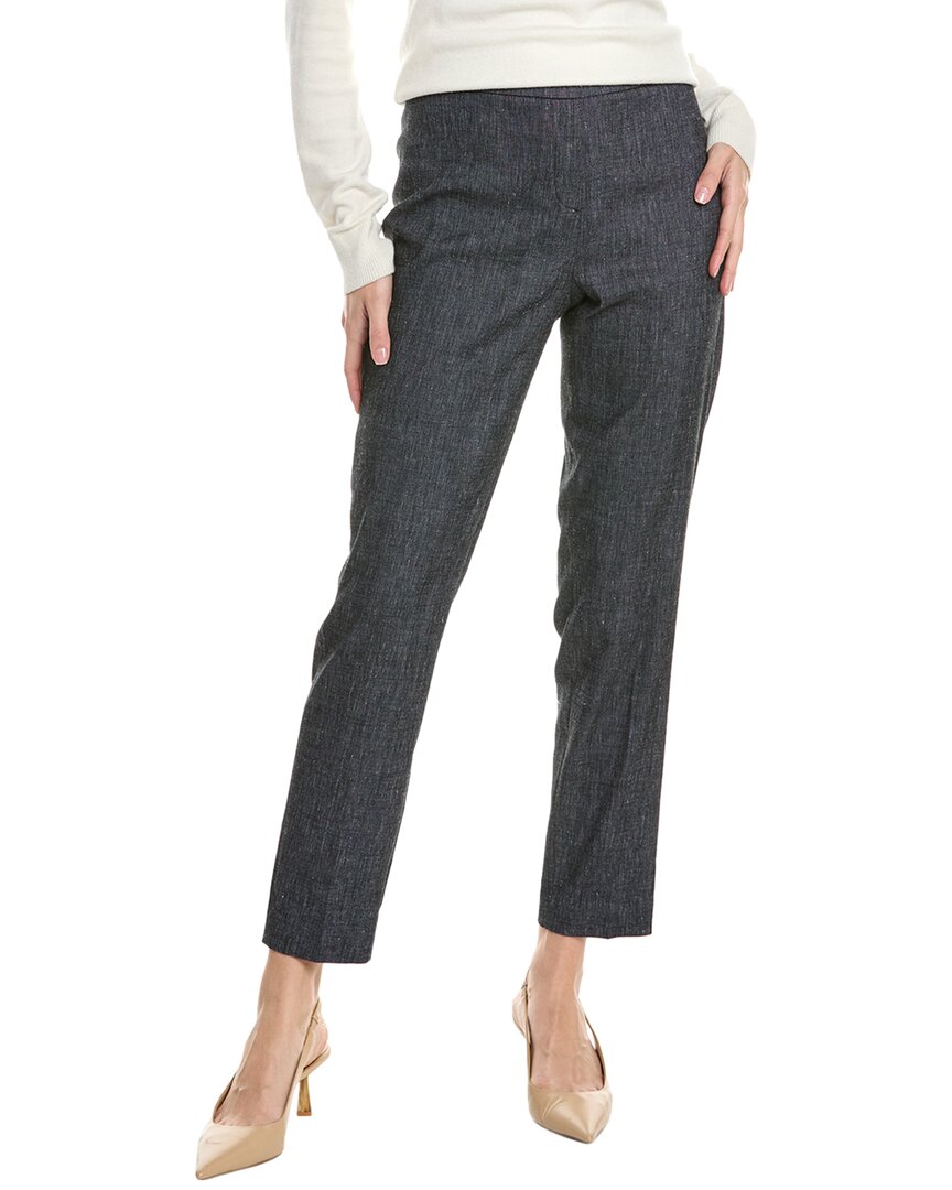 Shop Elie Tahari Slim Linen-blend Pant In Blue