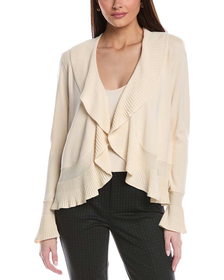 St John St. John Fluid Ruffle Knit Cardigan In Beige