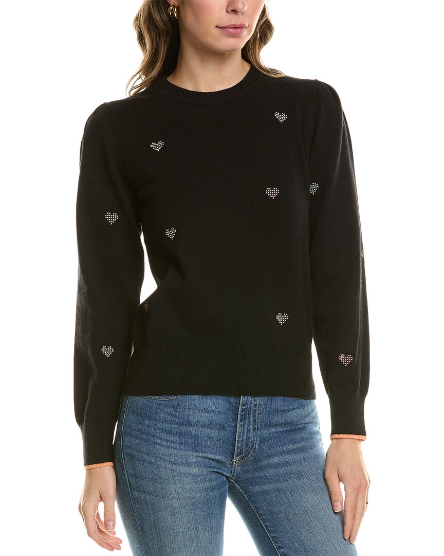Wispr Flirtini Puff Sleeve Silk-blend Sweater In Black