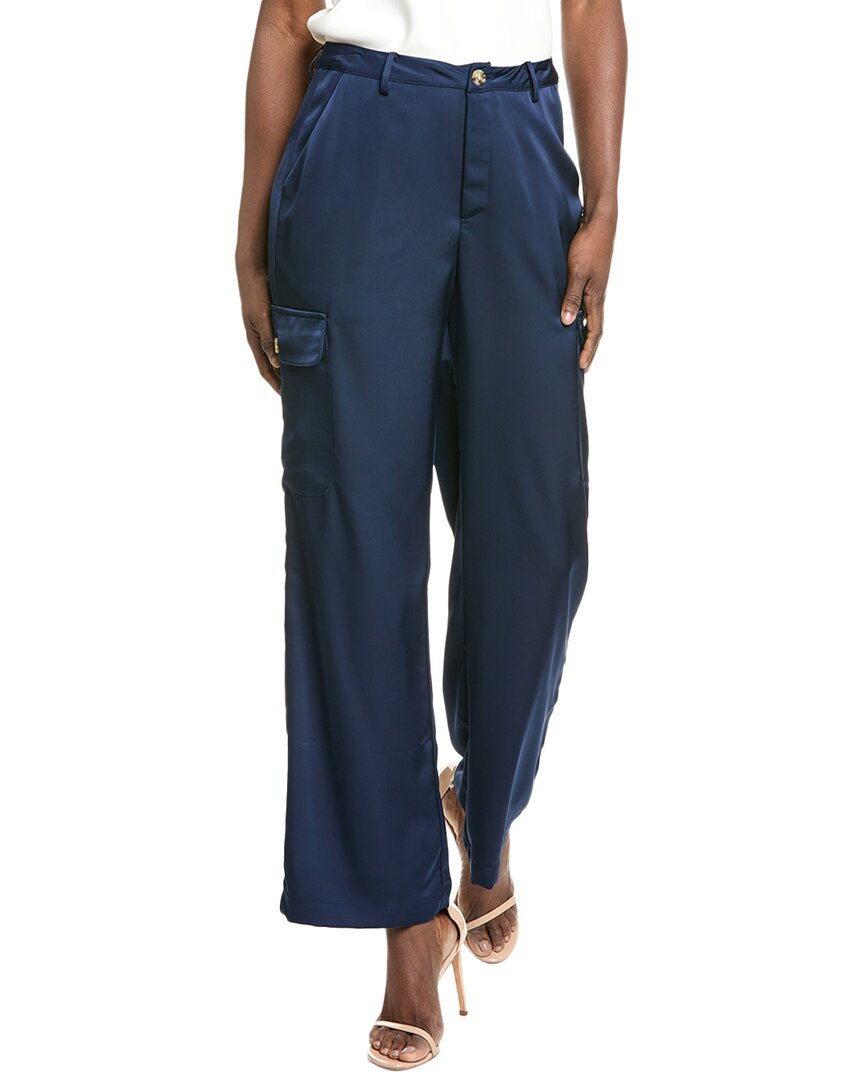 Gracia Satin Wide Leg Pant In Blue