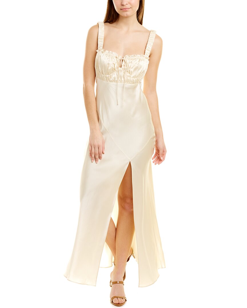 Nina gathered silk-satin maxi dress