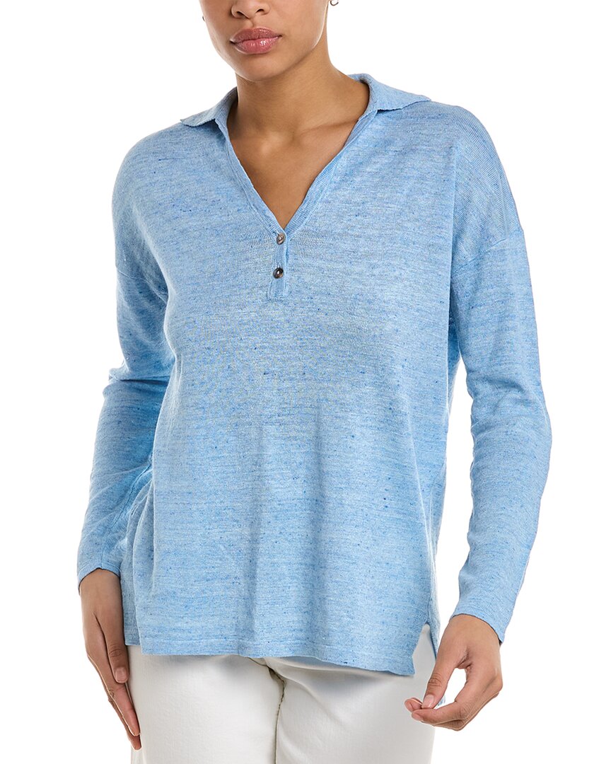 Shop J.mclaughlin Kaylani Linen Sweater In Blue