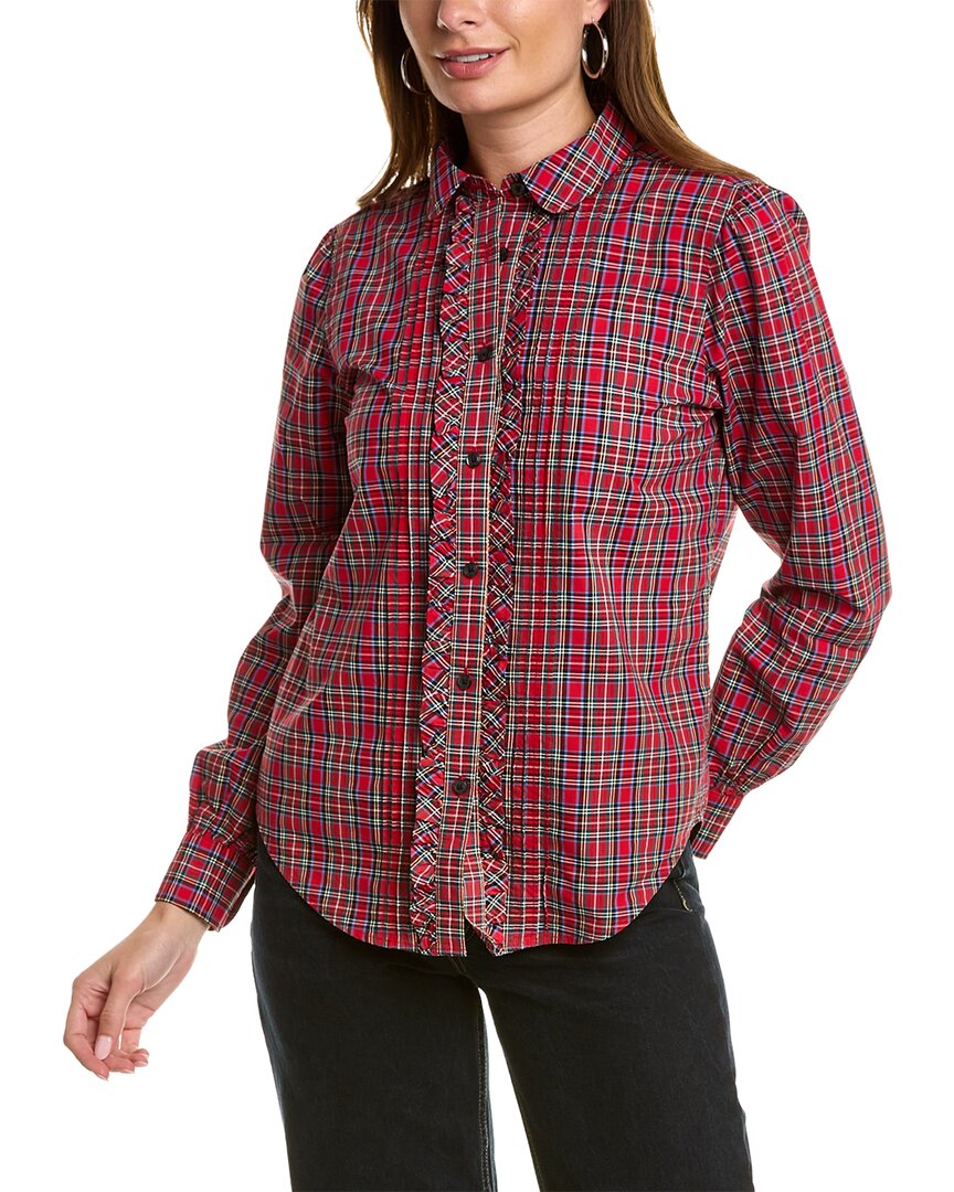 Shop Brooks Brothers Peter Pan Collar Shirt In Red