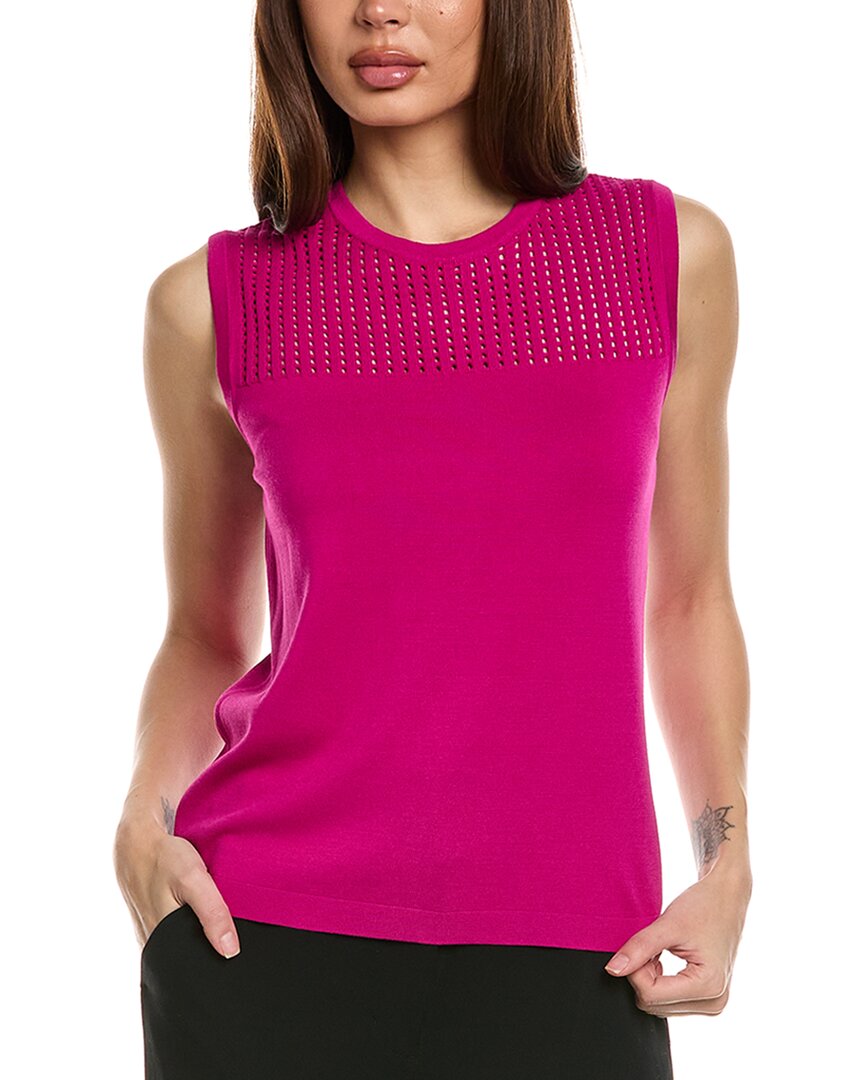 St John St. John Stretch Crochet Knit Shell In Pink