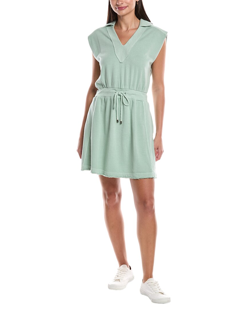 Grey State Drawstring Sweatshirt Dress In Green