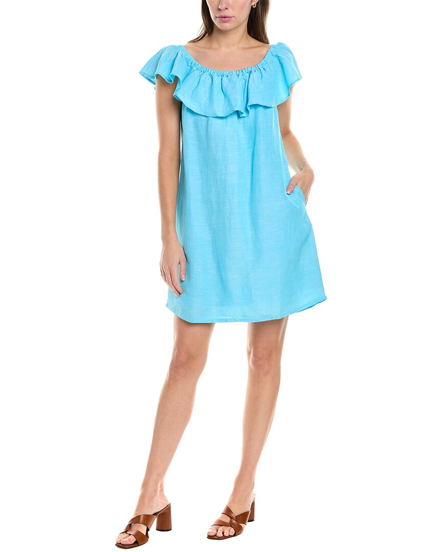 Tommy Bahama St. Lucia Ruffle Linen-blend Cover-up Dress In Blue