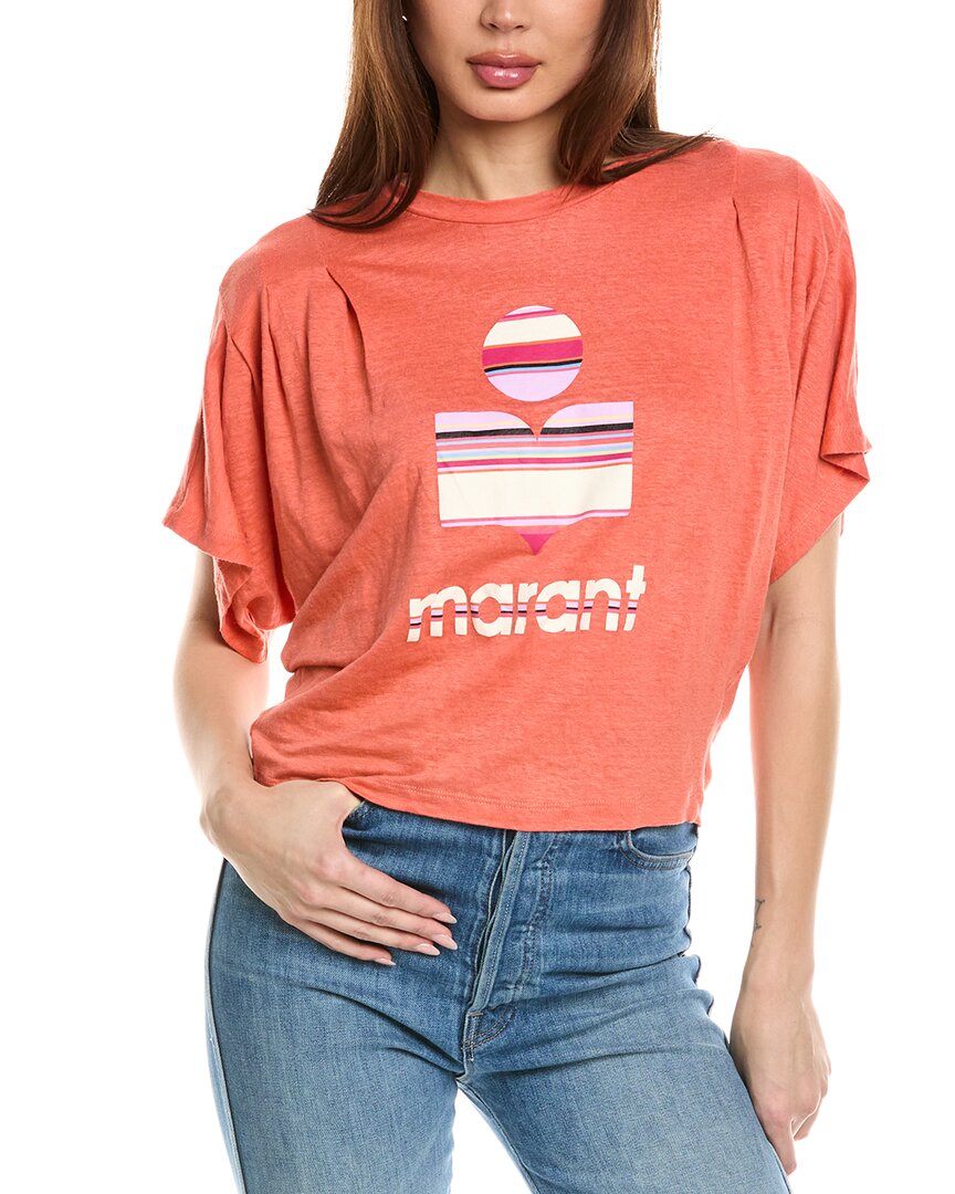 Shop Isabel Marant Étoile Isabel Marant E'toile Yates Linen Graphic T-shirt In Pink