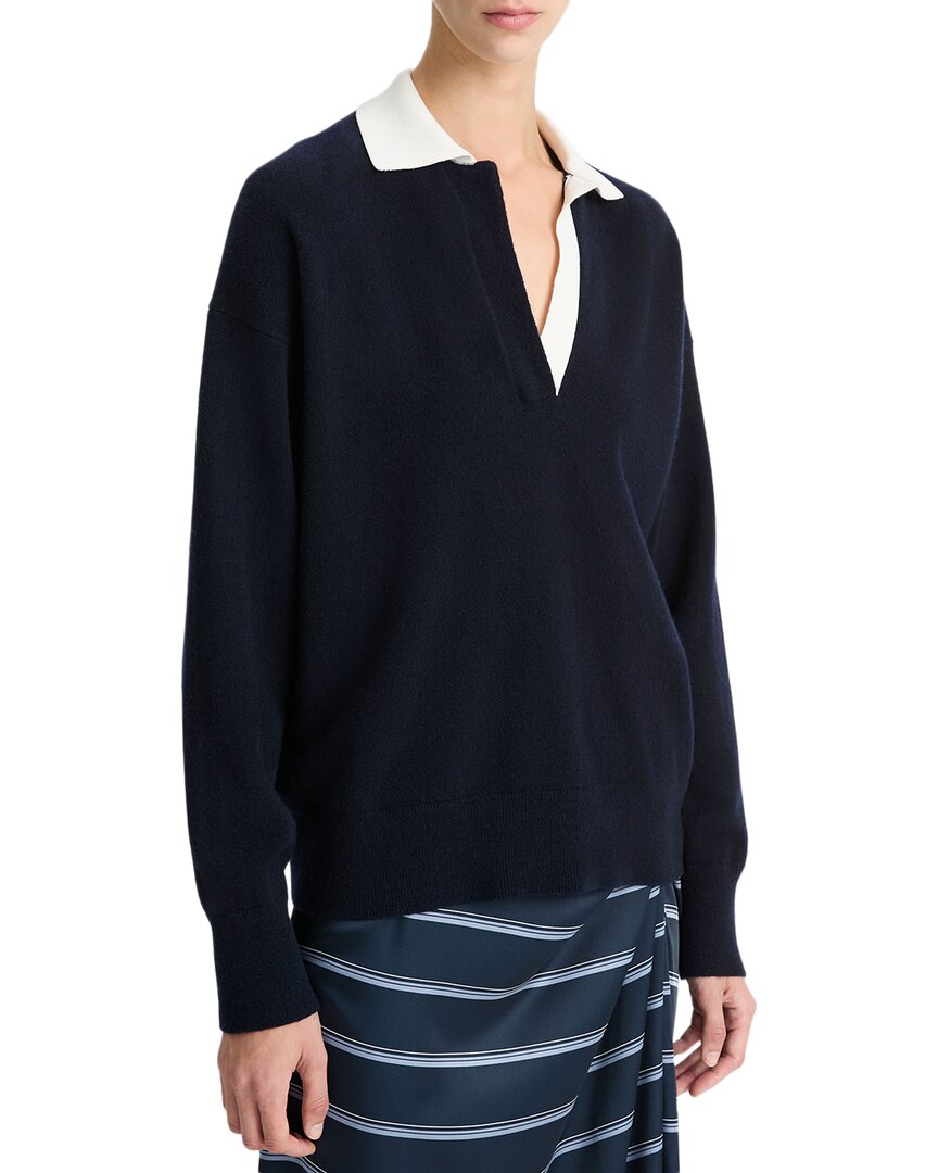 Shop Vince Contrast Collar Cashmere-blend Polo