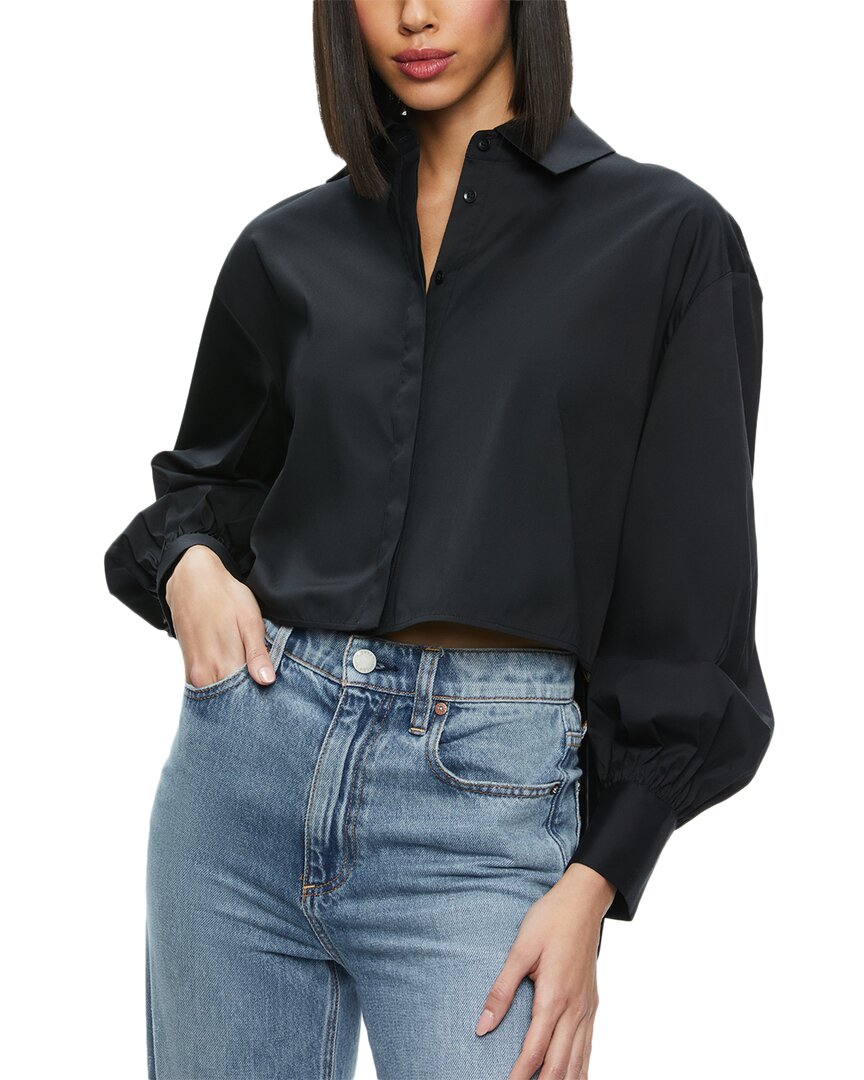 Alice And Olivia Alice + Olivia Finely Hi-low Shirt In Black