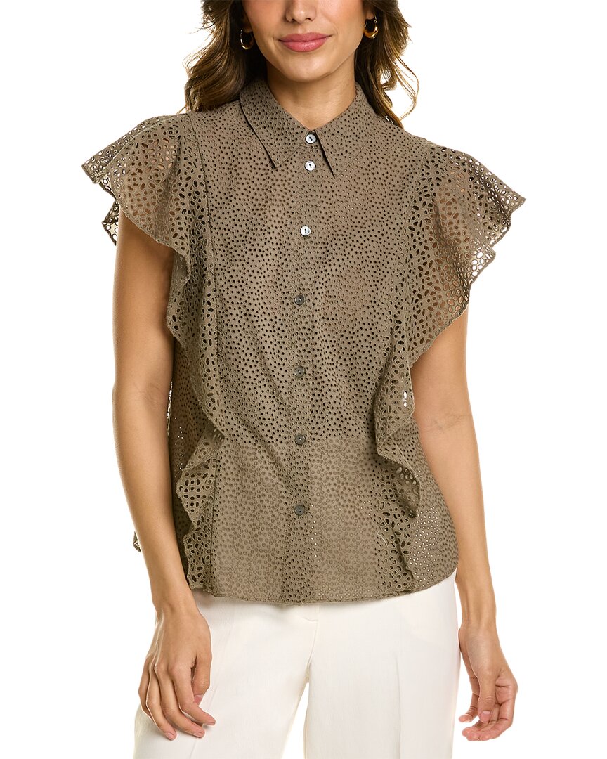 Theory Ruffle Top In Blue