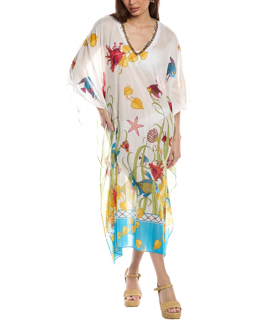 Natori Silk-blend Caftan In White