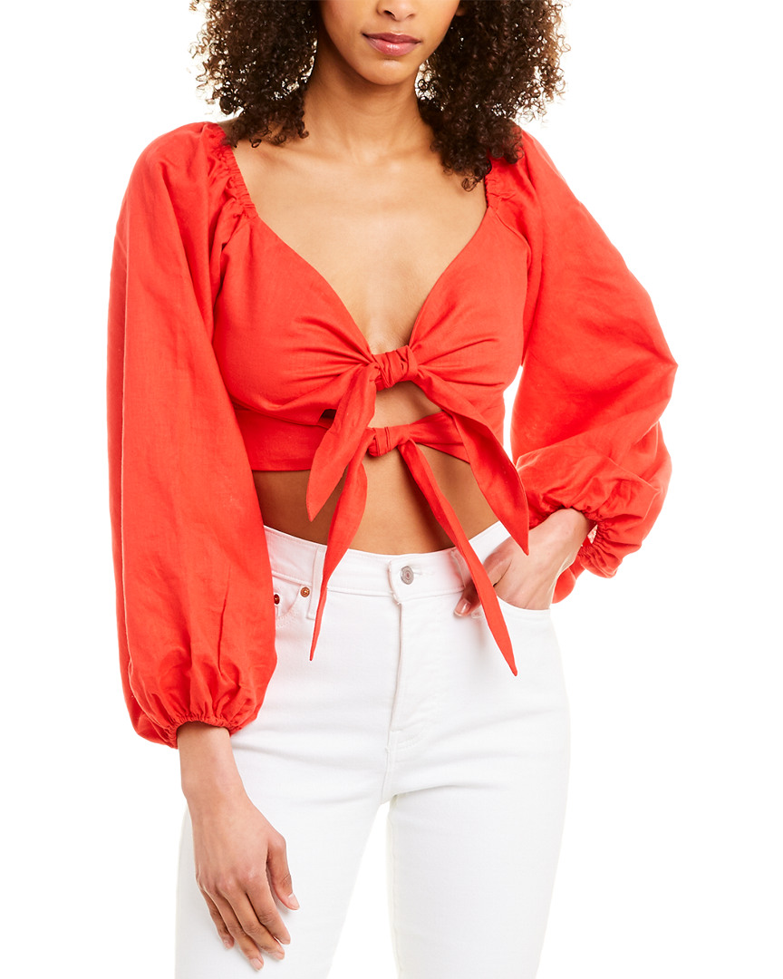 Image of CHARLIE HOLIDAY Somerset Linen-Blend Top