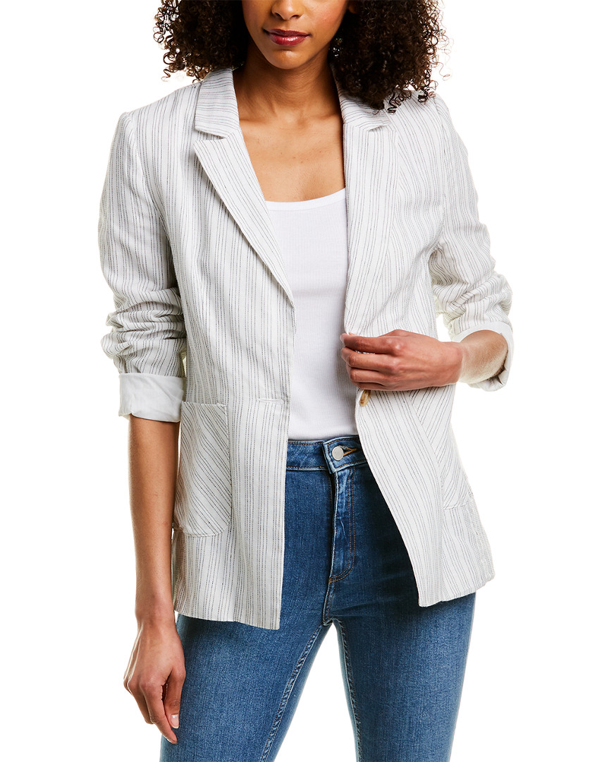 Image of Harper Pinstripe Linen-Blend Blazer