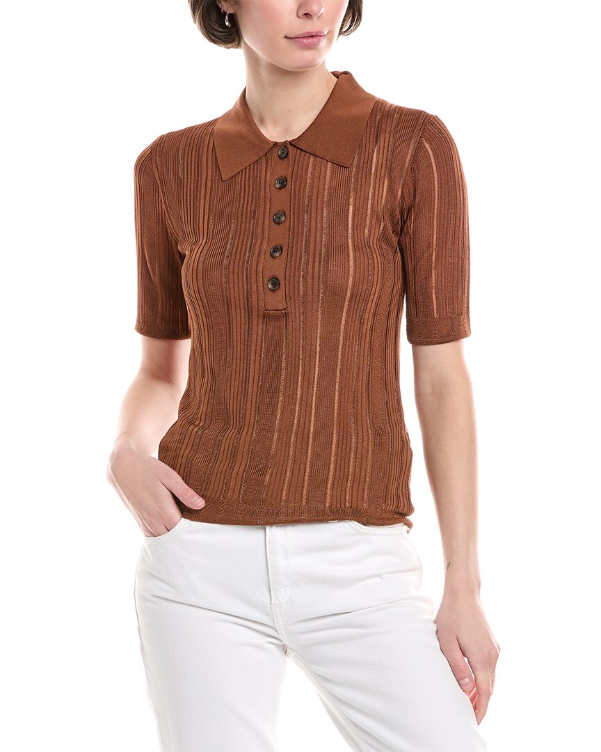 FRAME FRAME DENIM LADDERED RIB POLO TOP