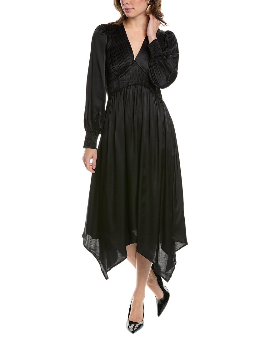 Shop Allsaints Estelle Silk-blend Midi Dress In Black