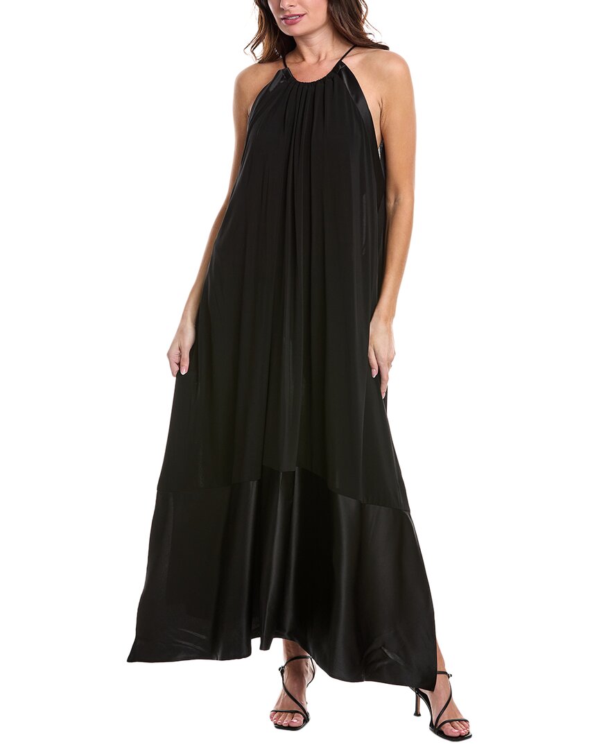 Max Mara Samaria Silk-trim Maxi Dress In Black
