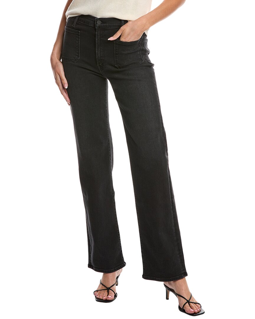 Mother Patch Pocket Rambler Zip Sneak Vroom Wide Straight Leg Jean In Black