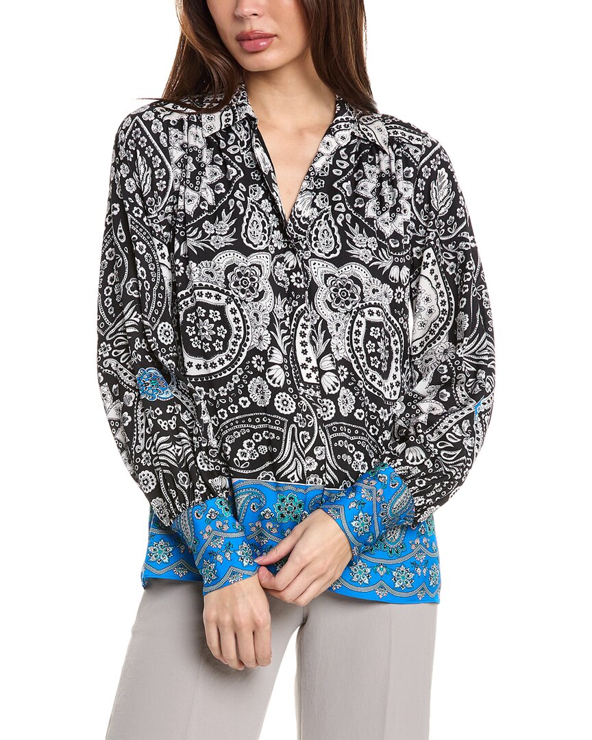 ELIE TAHARI ELIE TAHARI ECLIPSE SCARF SILK-BLEND SHIRT
