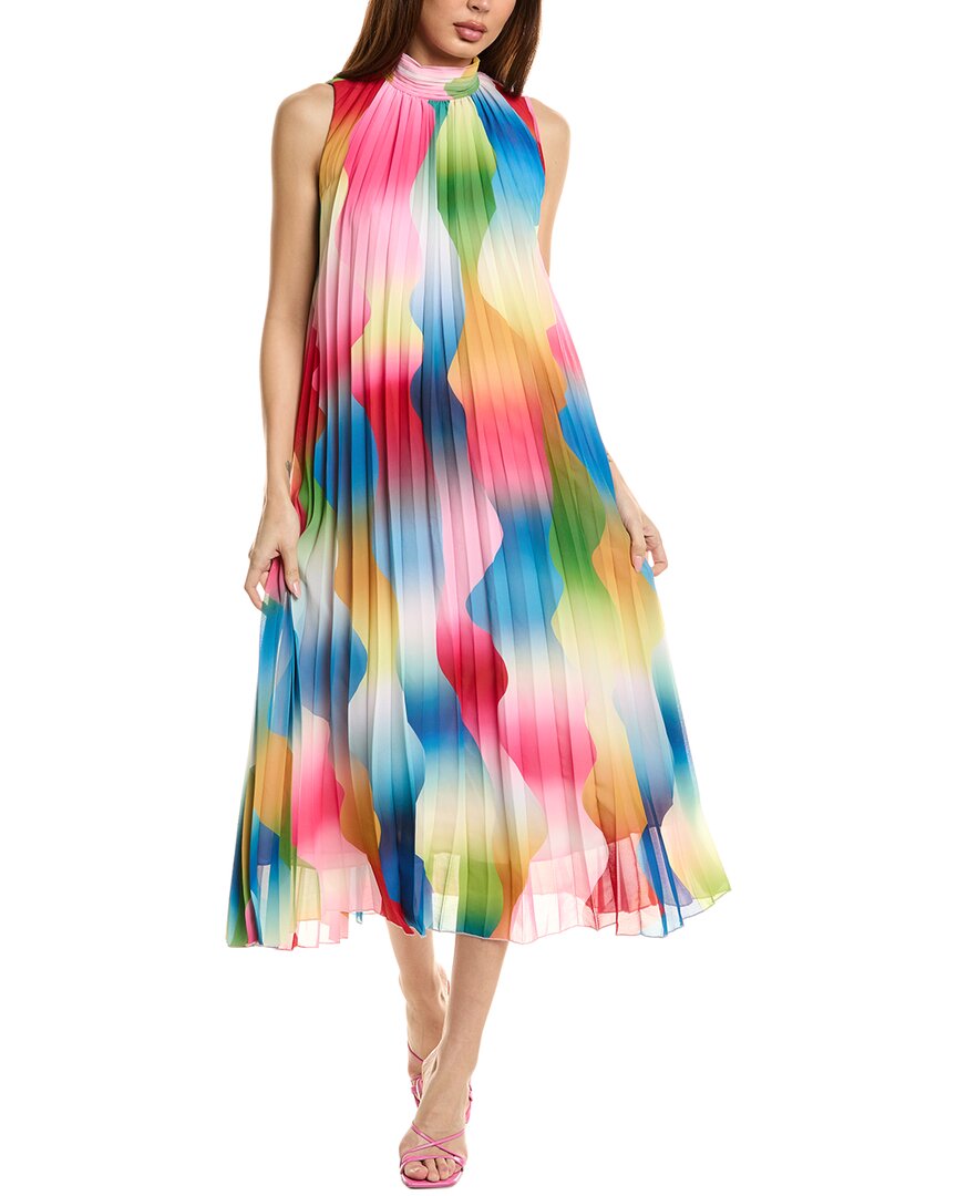 Shop Elie Tahari Accordion Pleated Dress In Pink