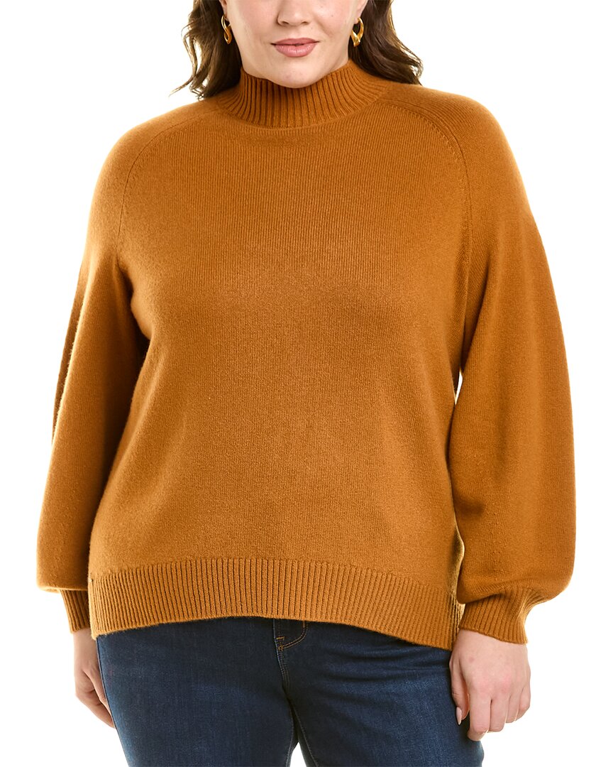 Lafayette 148 Metallic Trim Kindcashmere Turtleneck Sweater In Brown