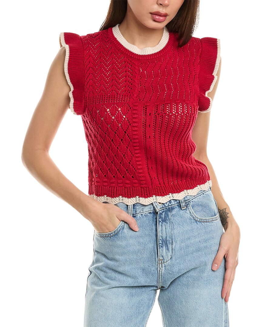 Shop Daisy Lane Ruffle Sweater Vest In Red